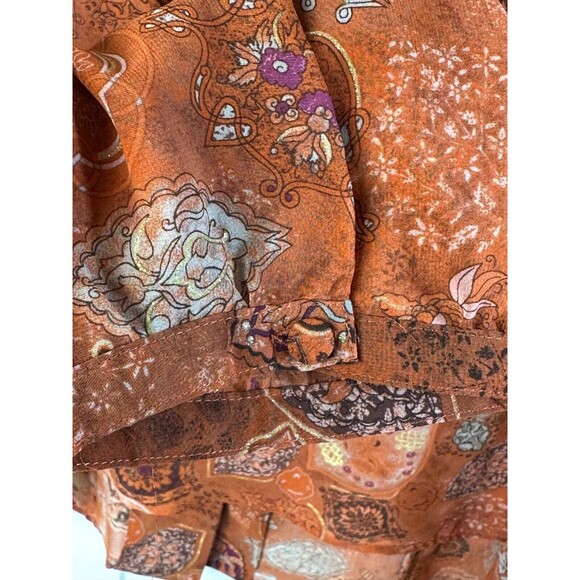 C J Banks Blouse Women's 2X Romantic Feminine Ruffled Neckline Gold Glitter - Picture 9 of 9